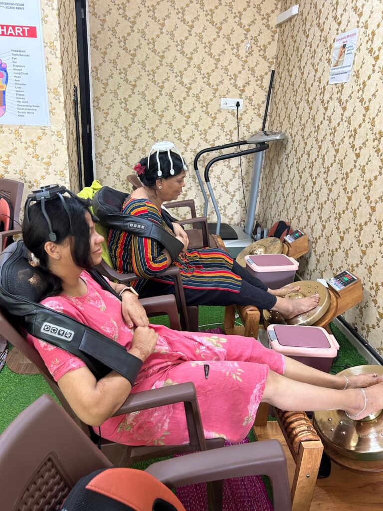 kansya thali foot massage performing image